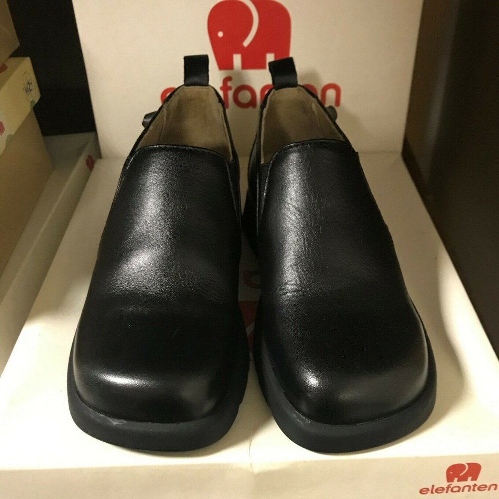 Elefanten Kids Billy Black Leather Kids Shoes New  EU Size27